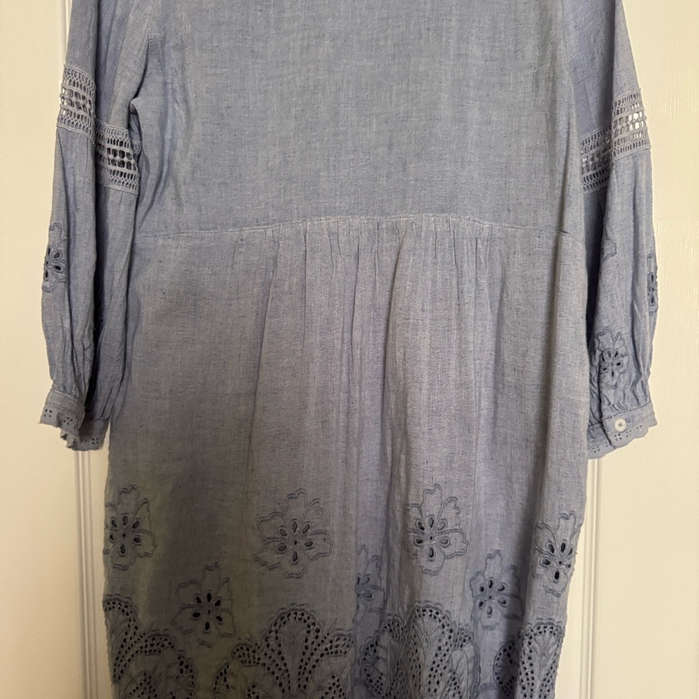 Tommy Bahama St. Lucia Split Neck Linen-blend Dress In Blue - Picture 8 of 10